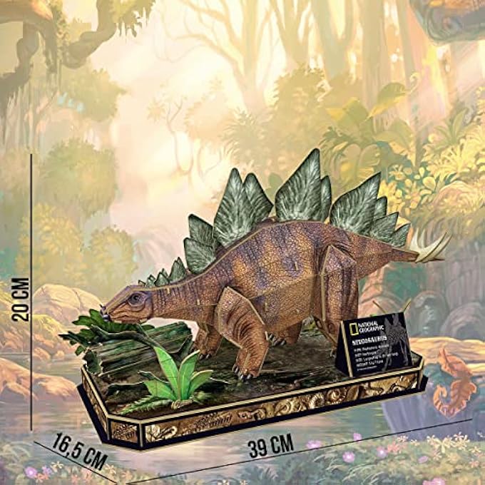 NATIONAL GEOGRAOHIC - 3D PUZZLE STEGOSAURUS | 3D PUZZLE FOR CHILDREN AND 3D PUZZLE ADULTS | DINOSAUR PUZZLE 3D | CHILDREN'S TOY | 62 PIECES - Image 4
